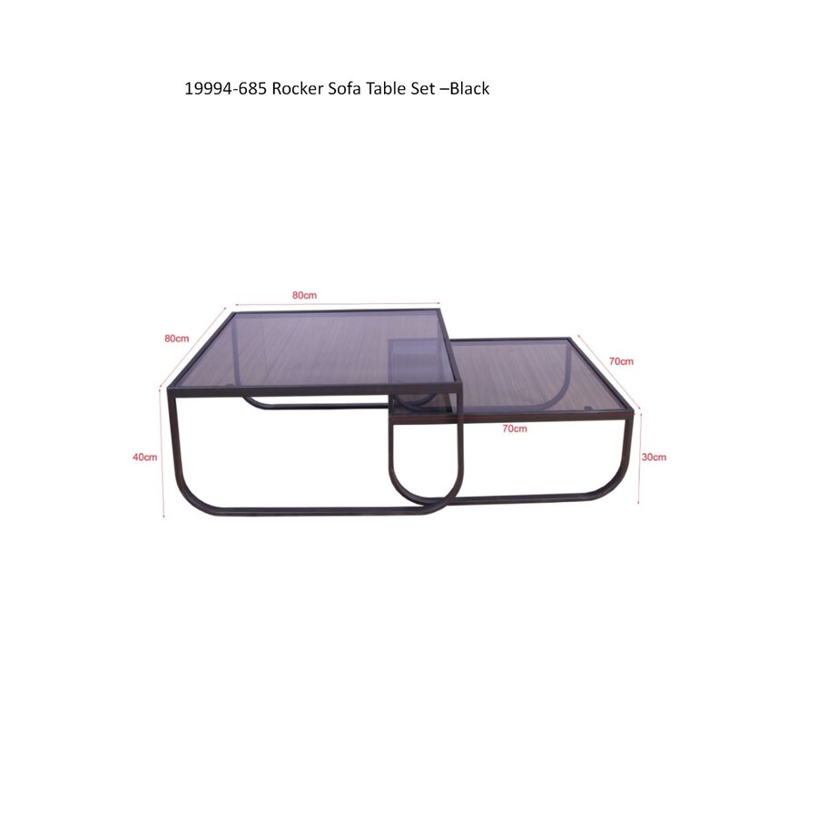 Rocker Wit/Gerookt Glas Salontafel Set Rocker Wit/Gerookt Glas Salontafel Set