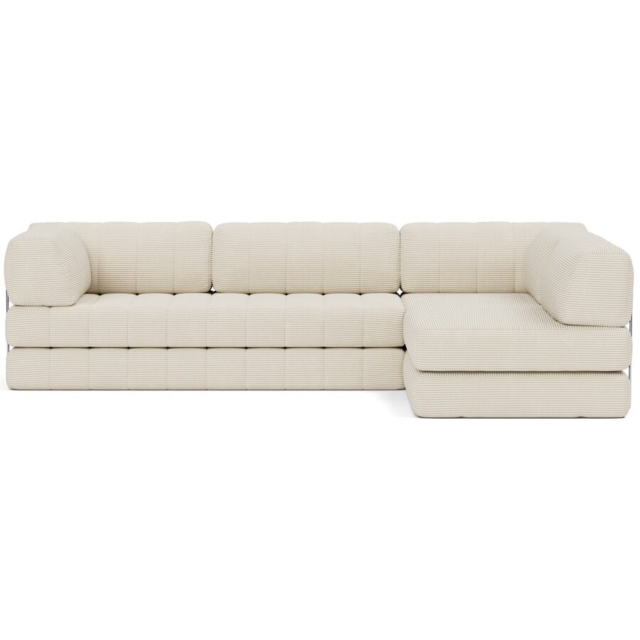 CozyPad Corduroy Ivory L-Vormige Hoekslaapbank CozyPad Corduroy Ivory L-Vormige Hoekslaapbank