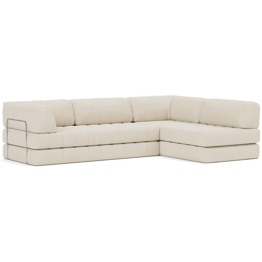 CozyPad Corduroy Ivory L-Vormige Hoekslaapbank CozyPad Corduroy Ivory L-Vormige Hoekslaapbank