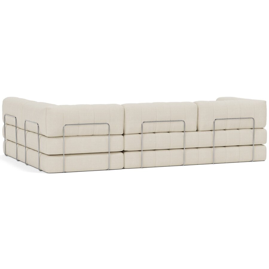 CozyPad Corduroy Ivory L-Vormige Hoekslaapbank CozyPad Corduroy Ivory L-Vormige Hoekslaapbank