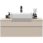 Benvenuto Design Rio Cashmere Geribd Wastafel en Onderkast Zwevend 100 cm Benvenuto Design Rio Cashmere Geribd Wastafel en Onderkast Zwevend 100 cm