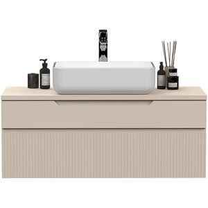 Benvenuto Design Rio Cashmere Geribd Wastafel en Onderkast Zwevend 100 cm