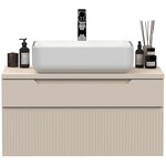 Benvenuto Design Rio Cashmere Geribd Wastafel en Onderkast Zwevend 80 cm Benvenuto Design Rio Cashmere Geribd Wastafel en Onderkast Zwevend 80 cm