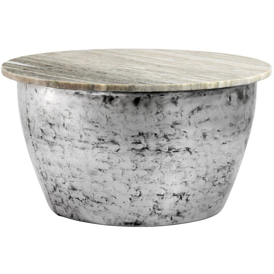 Ephes Trommel Salontafel Marmer/Zilver Ø60 cm Ephes Trommel Salontafel Marmer/Zilver Ø60 cm