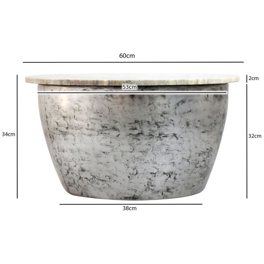 Ephes Trommel Salontafel Marmer/Zilver Ø60 cm Ephes Trommel Salontafel Marmer/Zilver Ø60 cm