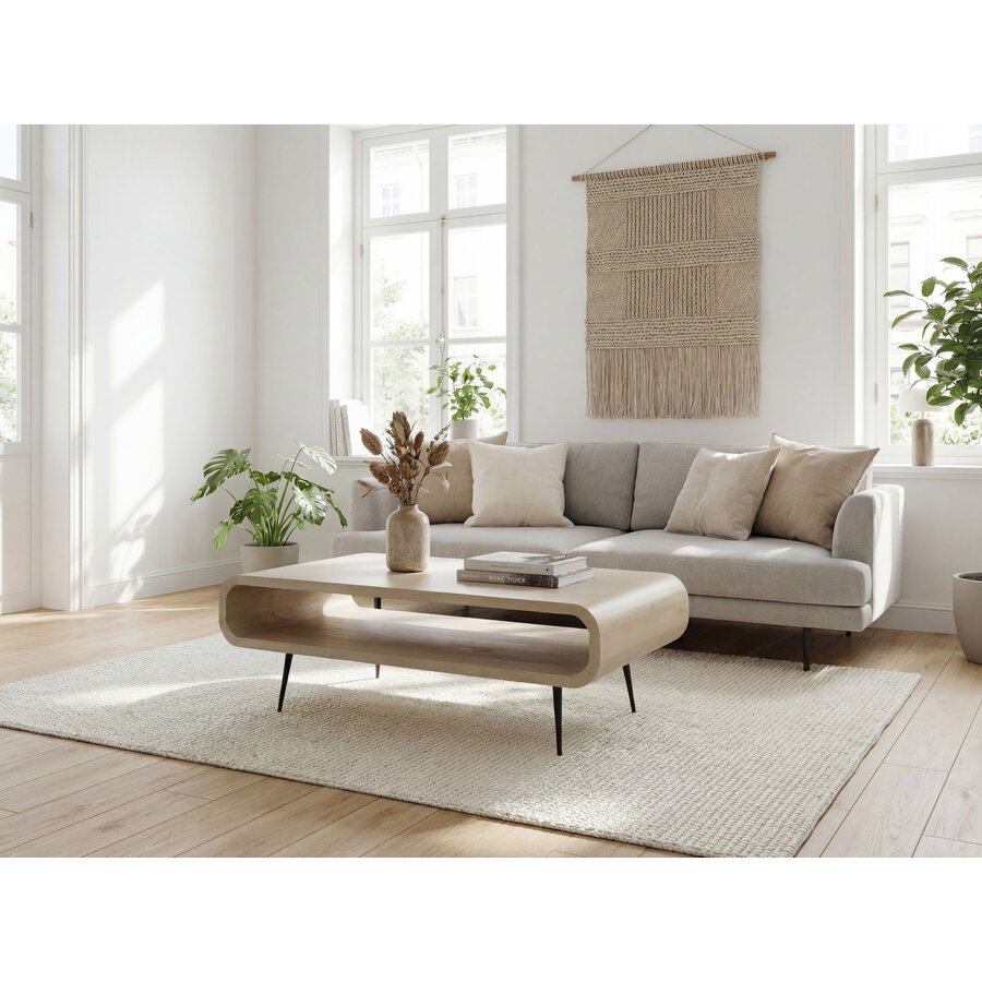 Arlo Mango Houten Salontafel White Wash 90 cm