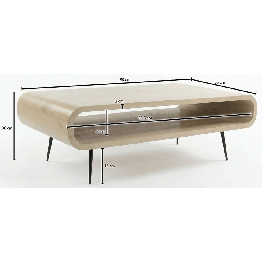 Arlo Mango Houten Salontafel White Wash 90 cm