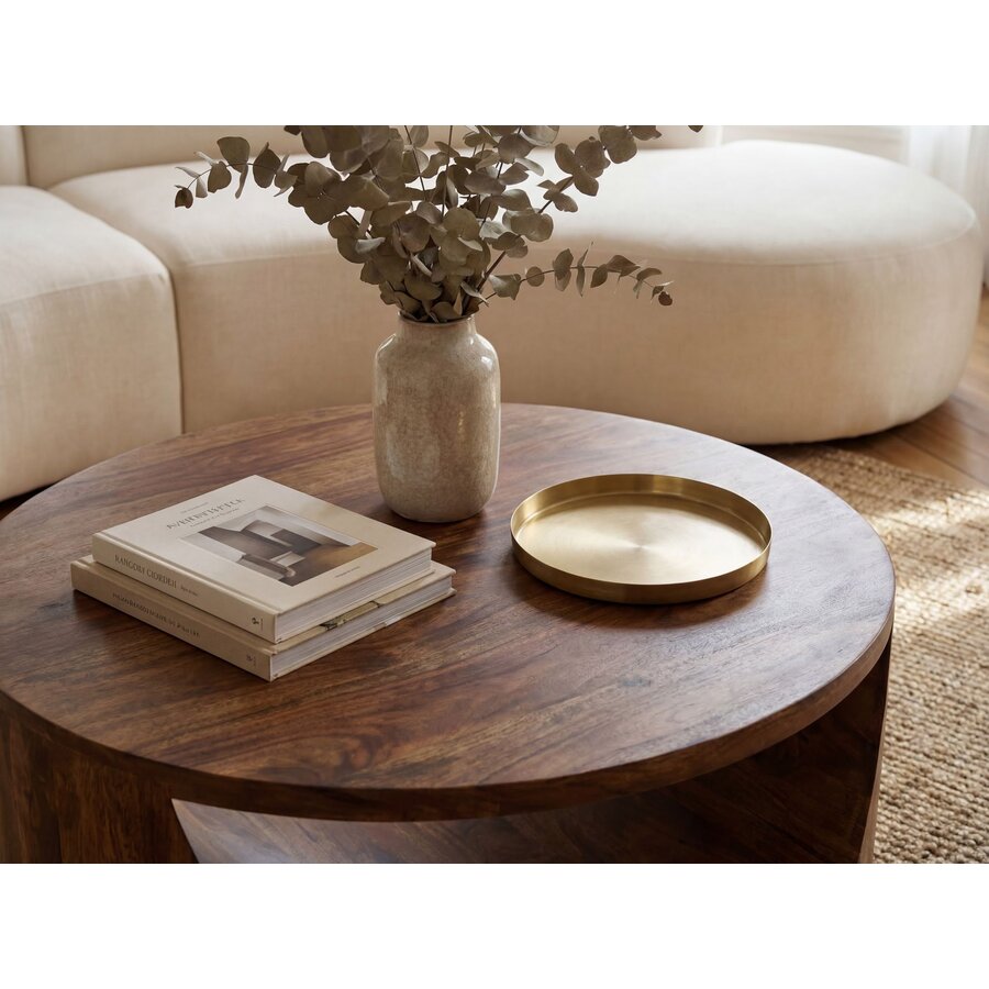 Cato Ronde Salontafel Mango Massief Hout Ø60 cm Cato Ronde Salontafel Mango Massief Hout Ø60 cm