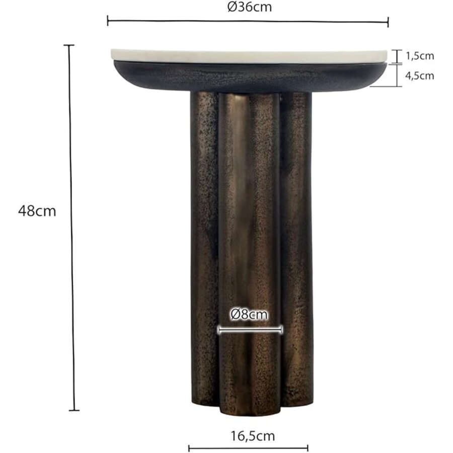 Otis Ronde Bijzettafel Wit Marmer Ø36 cm