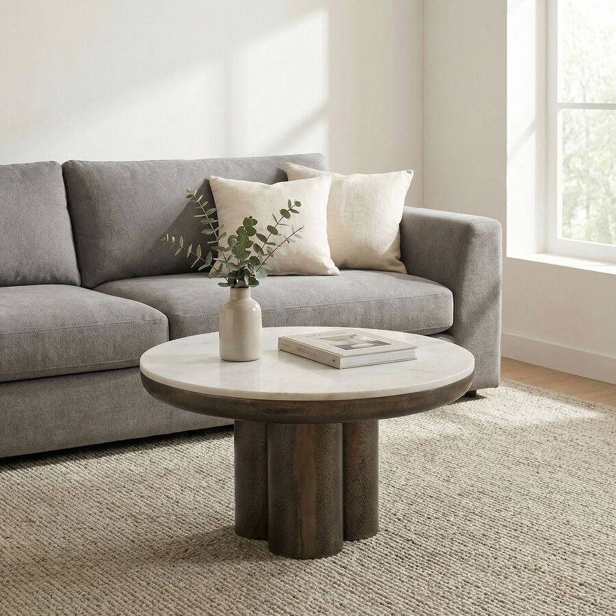 Otis Ronde Salontafel Wit Marmer Ø60 cm