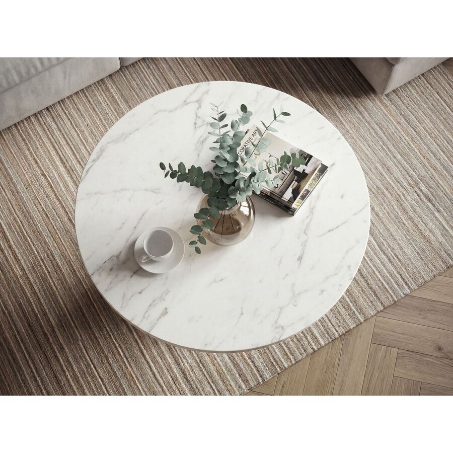 Cleo Luxe Ronde Salontafel Wit Marmer/Goud Ø60 cm