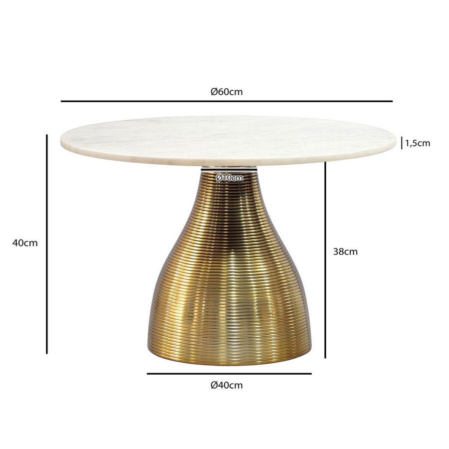 Cleo Luxe Ronde Salontafel Wit Marmer/Goud Ø60 cm