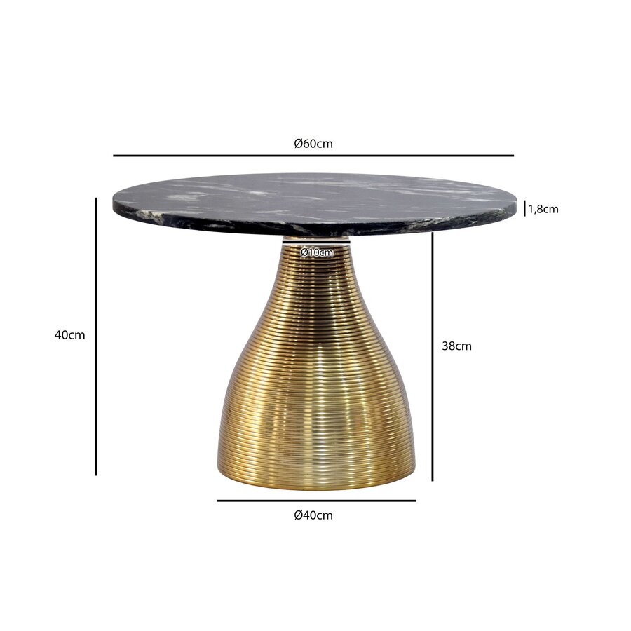 Cleo Luxe Ronde Salontafel Zwart Marmer/Goud Ø60 cm Cleo Luxe Ronde Salontafel Zwart Marmer/Goud Ø60 cm