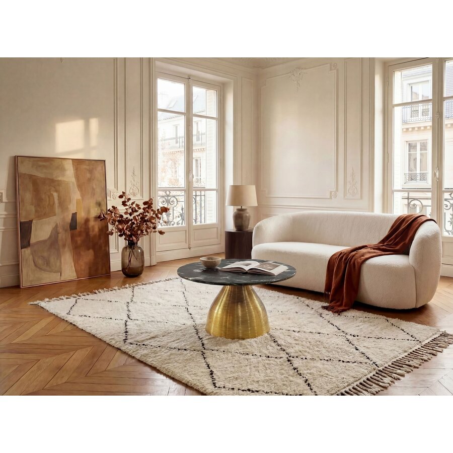Cleo Luxe Ronde Salontafel Zwart Marmer/Goud Ø60 cm Cleo Luxe Ronde Salontafel Zwart Marmer/Goud Ø60 cm