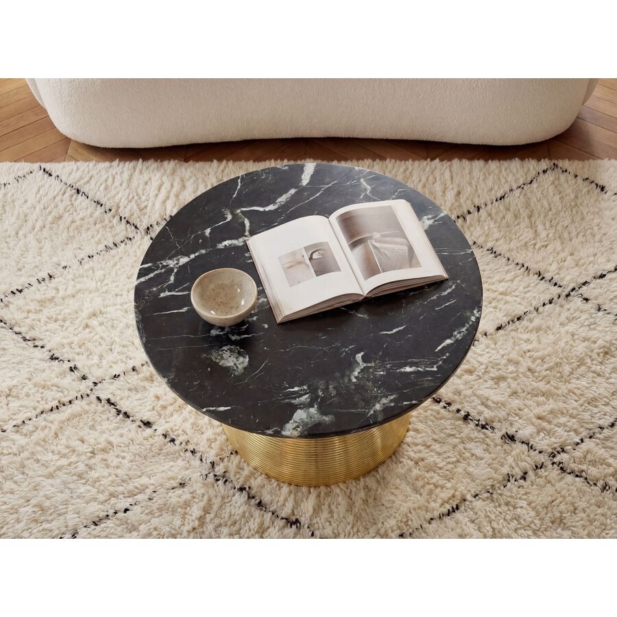 Cleo Luxe Ronde Salontafel Zwart Marmer/Goud Ø60 cm Cleo Luxe Ronde Salontafel Zwart Marmer/Goud Ø60 cm