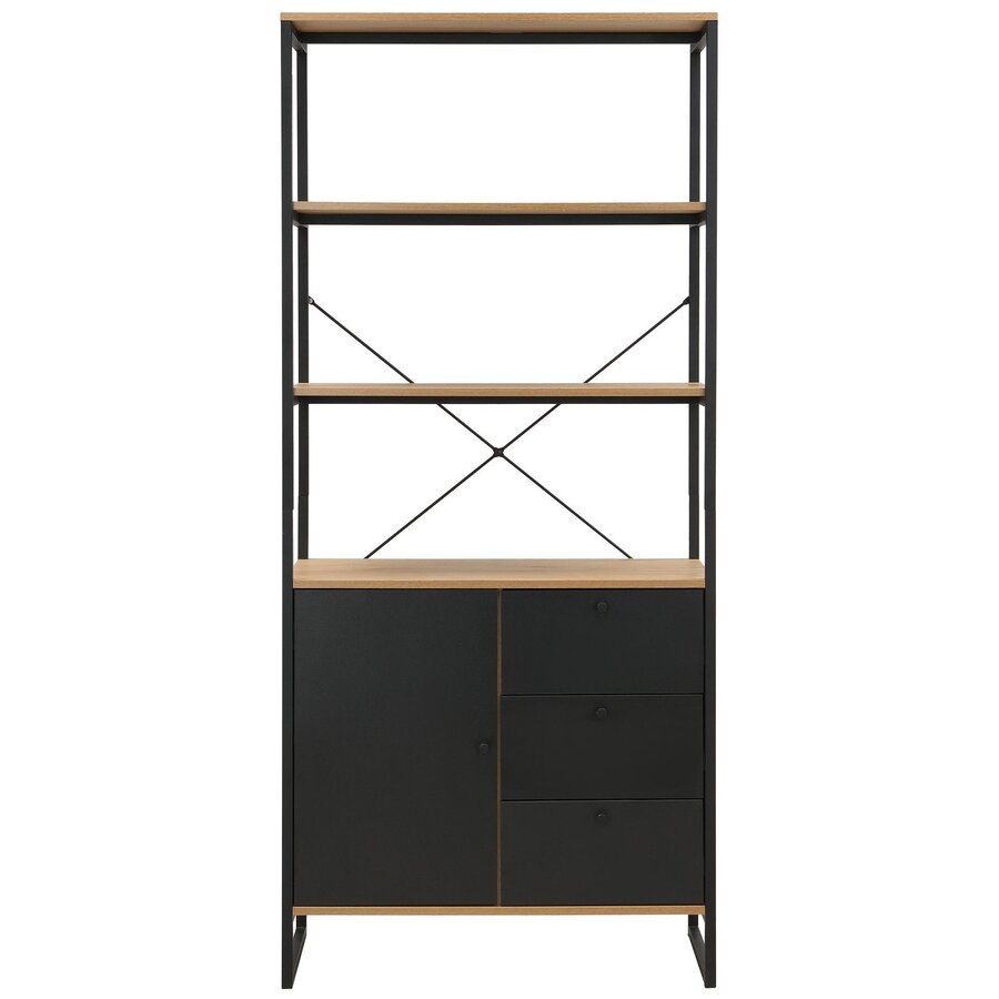 Dali Industriële Wandkast Eiken & Zwart 180 cm Hoog Dali Industriële Wandkast Eiken & Zwart 180 cm Hoog