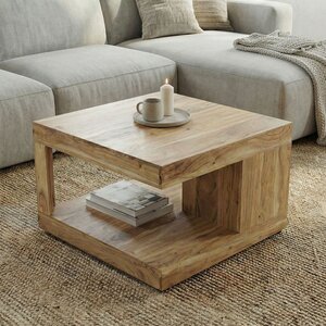 Sky Style Vigo Vierkante Salontafel Massief Acaciahout met Open Opbergvak Sky Style Vigo Vierkante Salontafel Massief Acaciahout met Open Opbergvak
