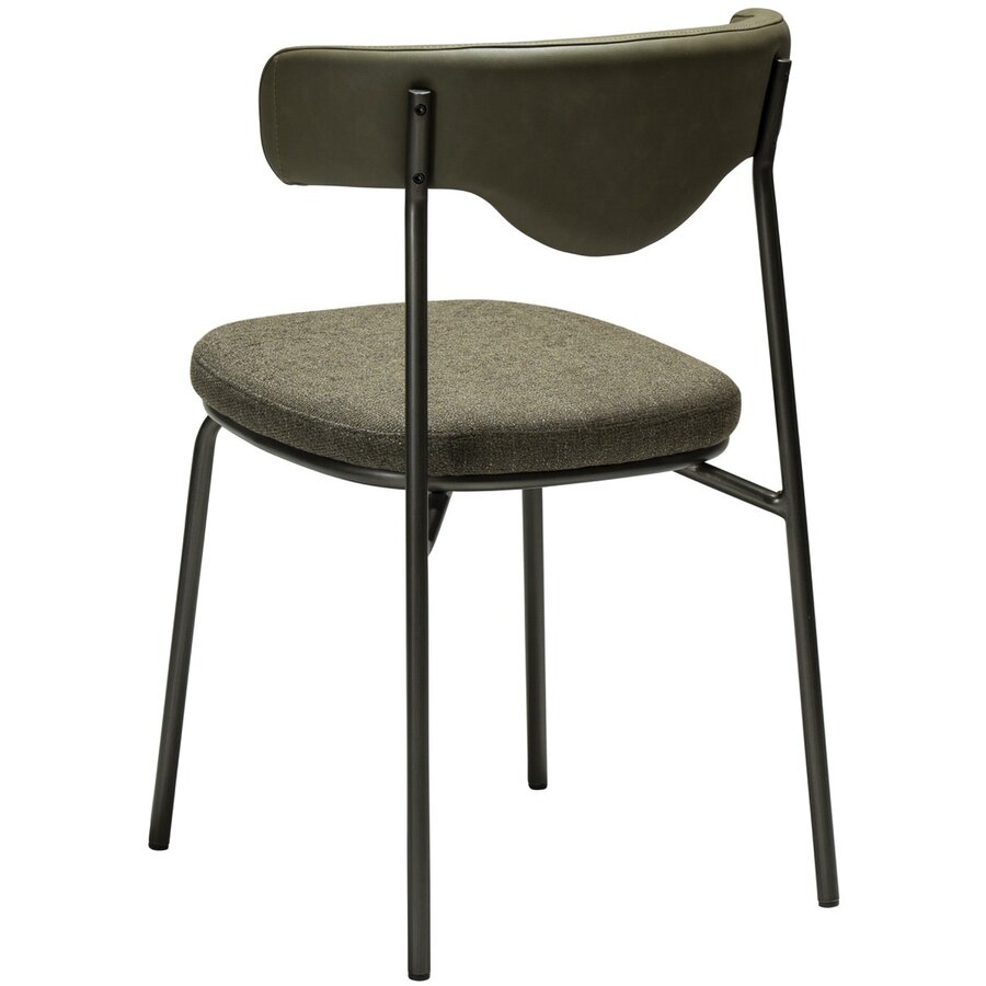 Lobe Eetkamerstoel Olijfgroen Bouclé / Kunstleer Lobe Eetkamerstoel Olijfgroen Bouclé / Kunstleer