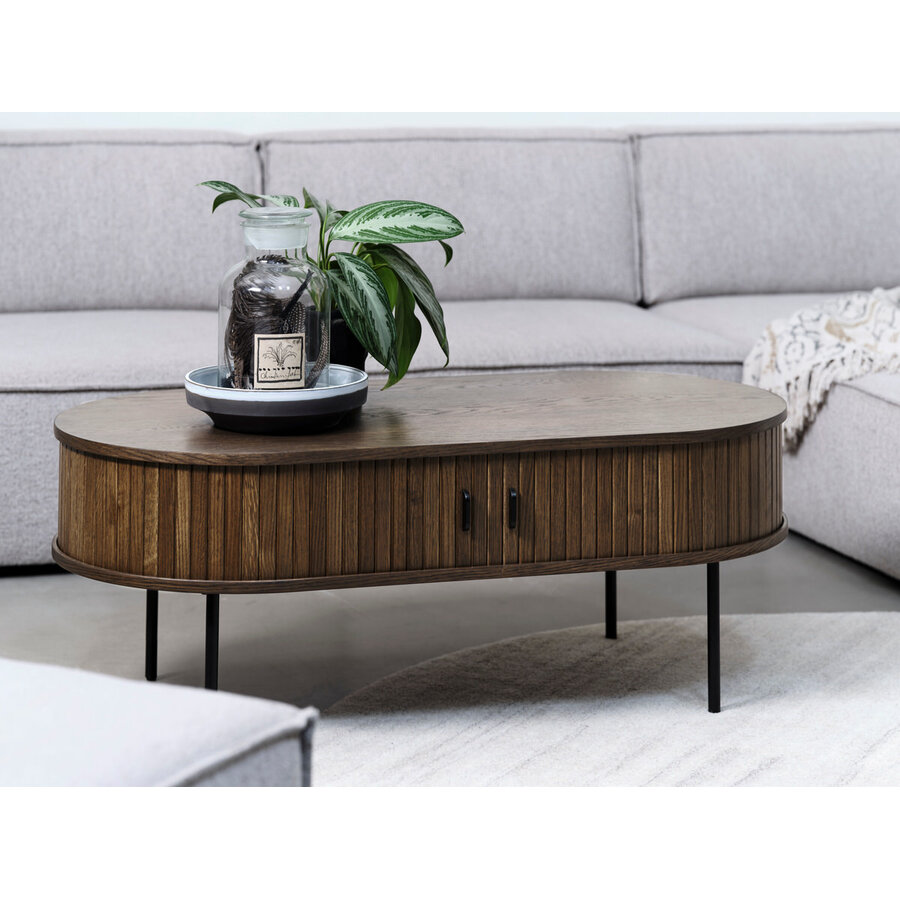Nola Gerookt Eiken Salontafel Ovaal 120 cm