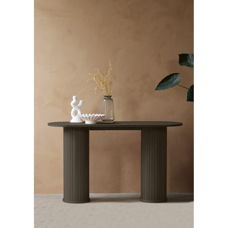 Nola Gerookt Eiken Sidetable Ovaal 130 cm