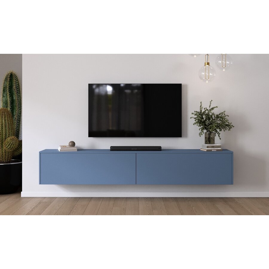 Levana Turin Rookblauw 243 cm TV Wandmeubel Levana Turin Rookblauw 243 cm TV Wandmeubel