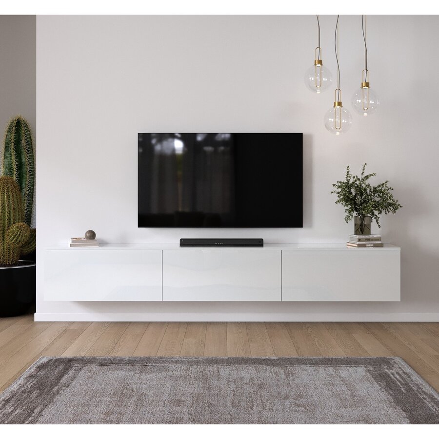 Levana Hoogglans Wit 270 cm TV Wandmeubel Levana Hoogglans Wit 270 cm TV Wandmeubel