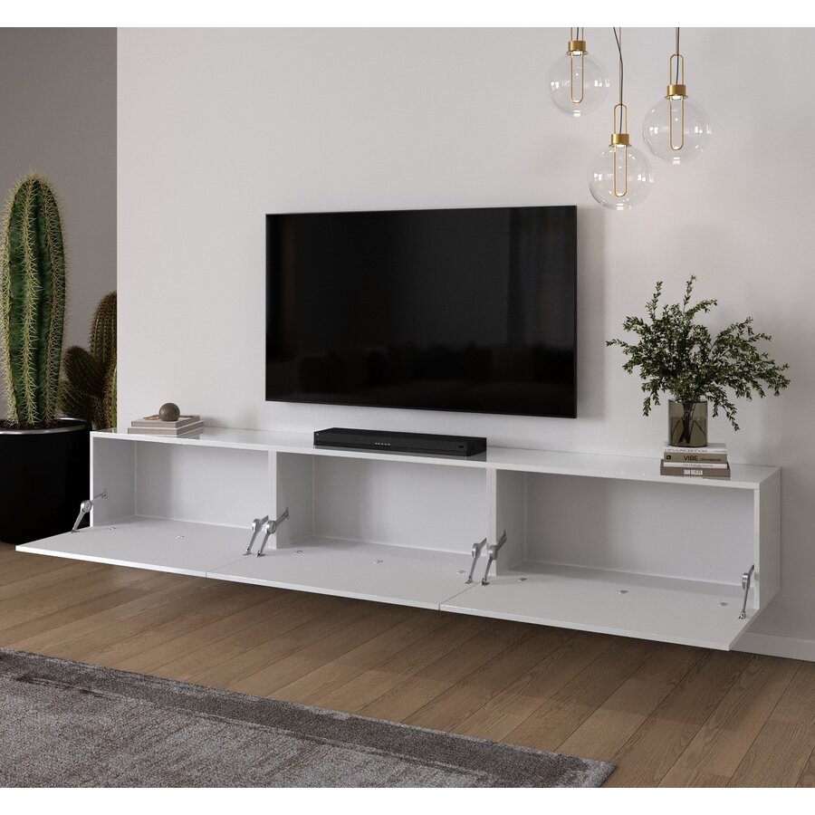 Levana Hoogglans Wit 300 cm TV Wandmeubel Levana Hoogglans Wit 300 cm TV Wandmeubel