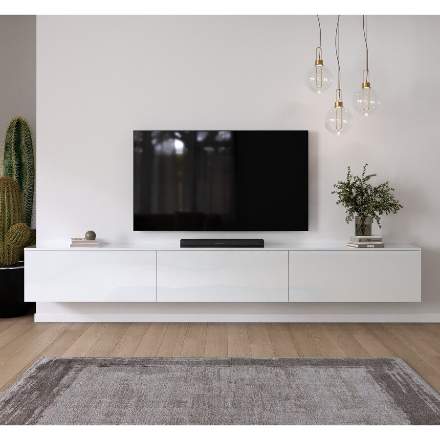 Levana Hoogglans Wit 300 cm TV Wandmeubel Levana Hoogglans Wit 300 cm TV Wandmeubel