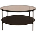 Hygge Interiors Hassel Ronde Salontafel Amber Glas/Espresso Hygge Interiors Hassel Ronde Salontafel Amber Glas/Espresso