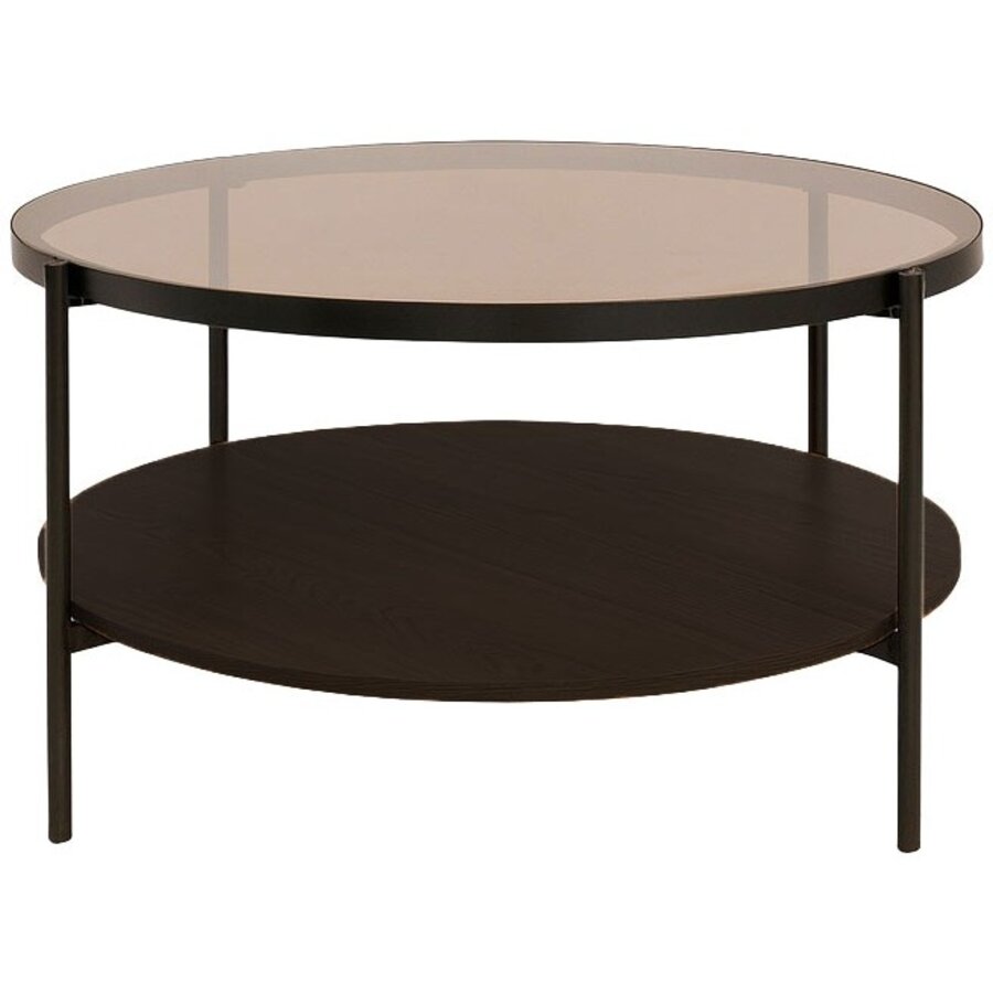 Hassel Ronde Salontafel Amber Glas/Espresso Hassel Ronde Salontafel Amber Glas/Espresso