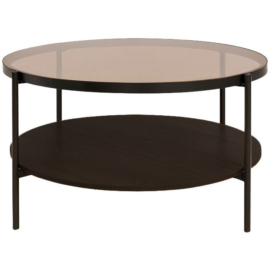 Hassel Ronde Salontafel Amber Glas/Espresso Hassel Ronde Salontafel Amber Glas/Espresso