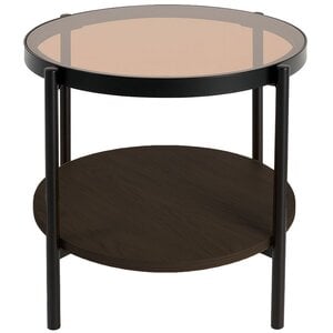 Hygge Interiors Hassel Ronde Bijzettafel Amber Glas/Espresso Hygge Interiors Hassel Ronde Bijzettafel Amber Glas/Espresso