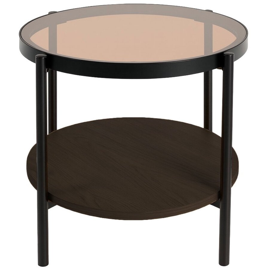 Hassel Ronde Bijzettafel Amber Glas/Espresso Hassel Ronde Bijzettafel Amber Glas/Espresso