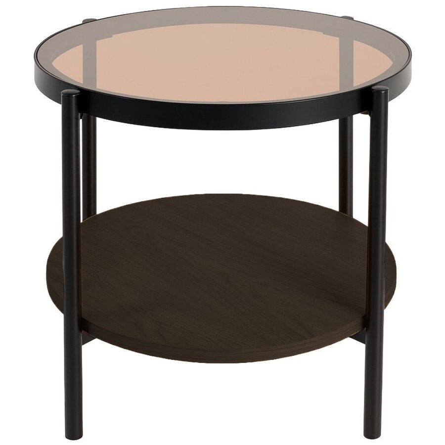 Hassel Ronde Bijzettafel Amber Glas/Espresso Hassel Ronde Bijzettafel Amber Glas/Espresso
