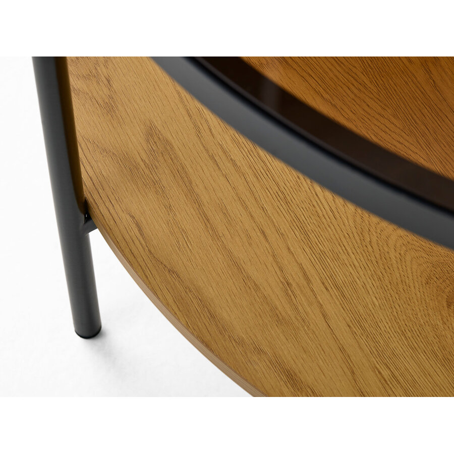 Hassel Ronde Salontafel Amber Glas/Eiken Hassel Ronde Salontafel Amber Glas/Eiken