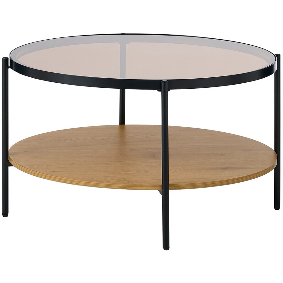 Hassel Ronde Salontafel Amber Glas/Eiken Hassel Ronde Salontafel Amber Glas/Eiken