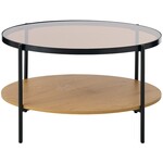 Hygge Interiors Hassel Ronde Salontafel Amber Glas/Eiken Hygge Interiors Hassel Ronde Salontafel Amber Glas/Eiken