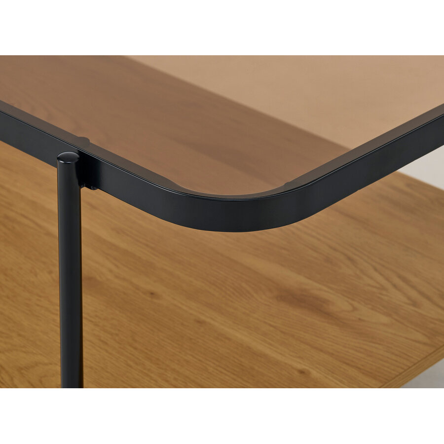 Hassel Rechthoekige Salontafel Amber Glas/Eiken Hassel Rechthoekige Salontafel Amber Glas/Eiken