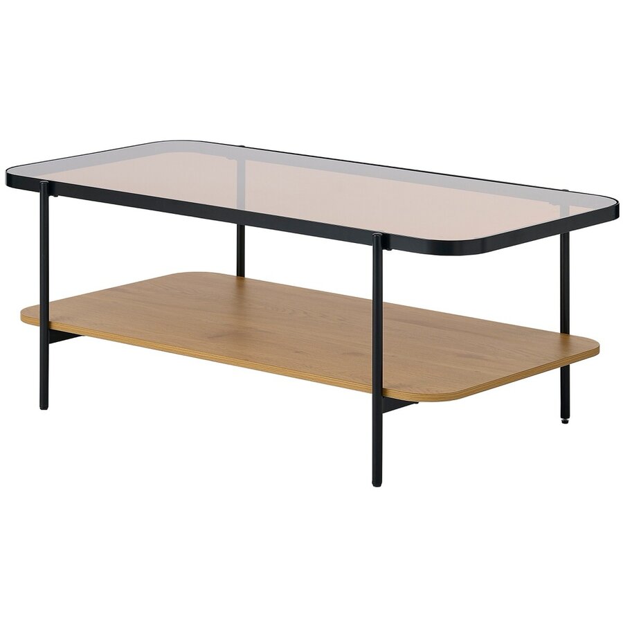 Hassel Rechthoekige Salontafel Amber Glas/Eiken Hassel Rechthoekige Salontafel Amber Glas/Eiken