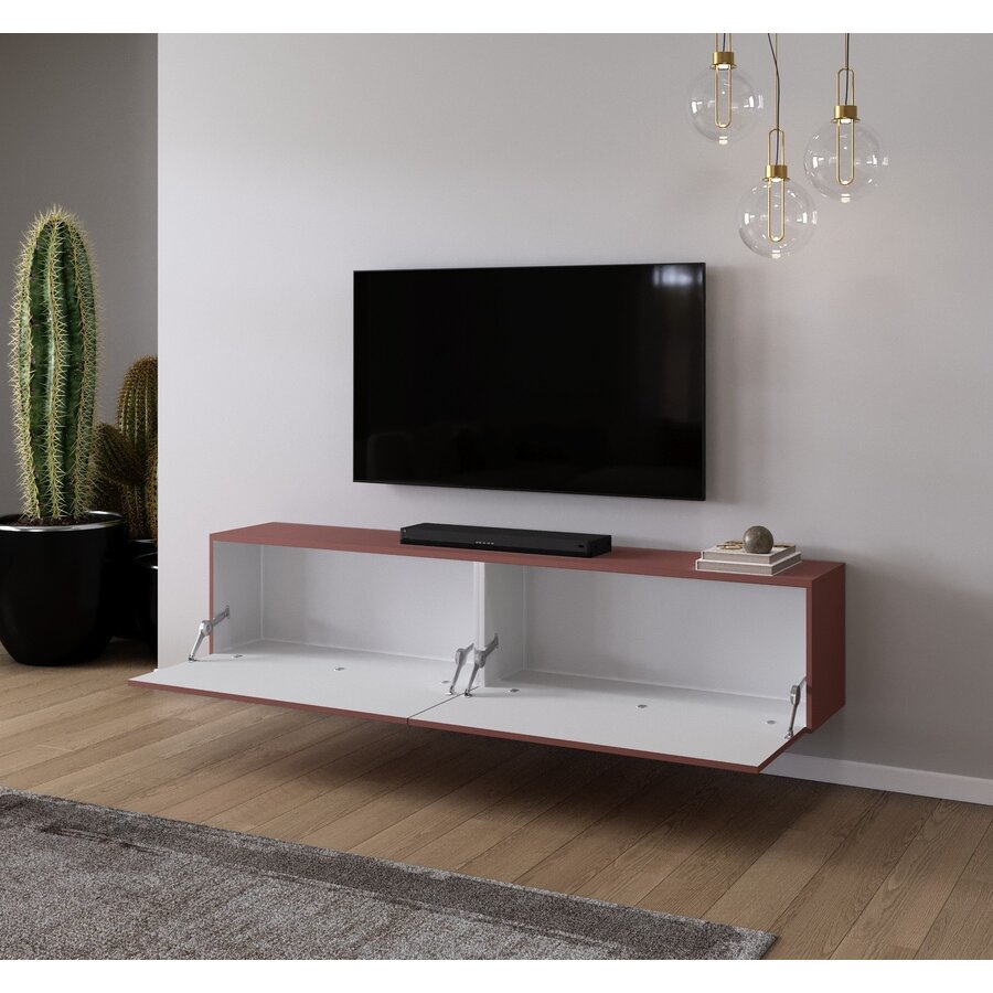 Levana Pastell Oxydrood TV Wandmeubel 203 cm Levana Pastell Oxydrood TV Wandmeubel 203 cm
