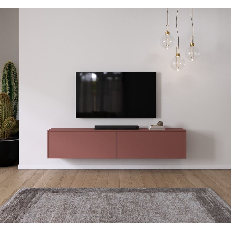 Levana Pastell Oxydrood TV Wandmeubel 203 cm Levana Pastell Oxydrood TV Wandmeubel 203 cm