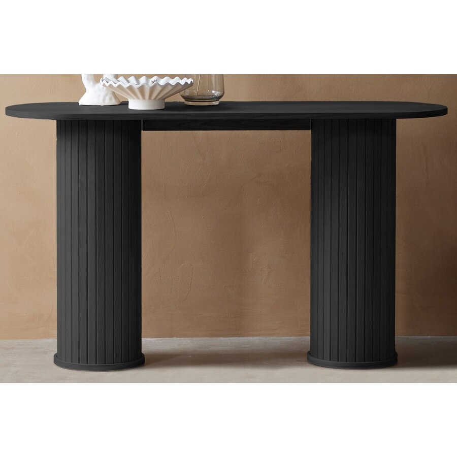 Nola Zwart Eiken Sidetable Ovaal 130 cm Nola Zwart Eiken Sidetable Ovaal 130 cm