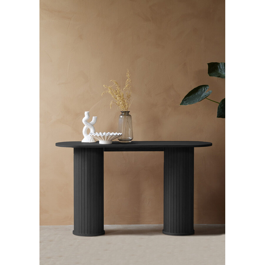 Nola Zwart Eiken Sidetable Ovaal 130 cm Nola Zwart Eiken Sidetable Ovaal 130 cm