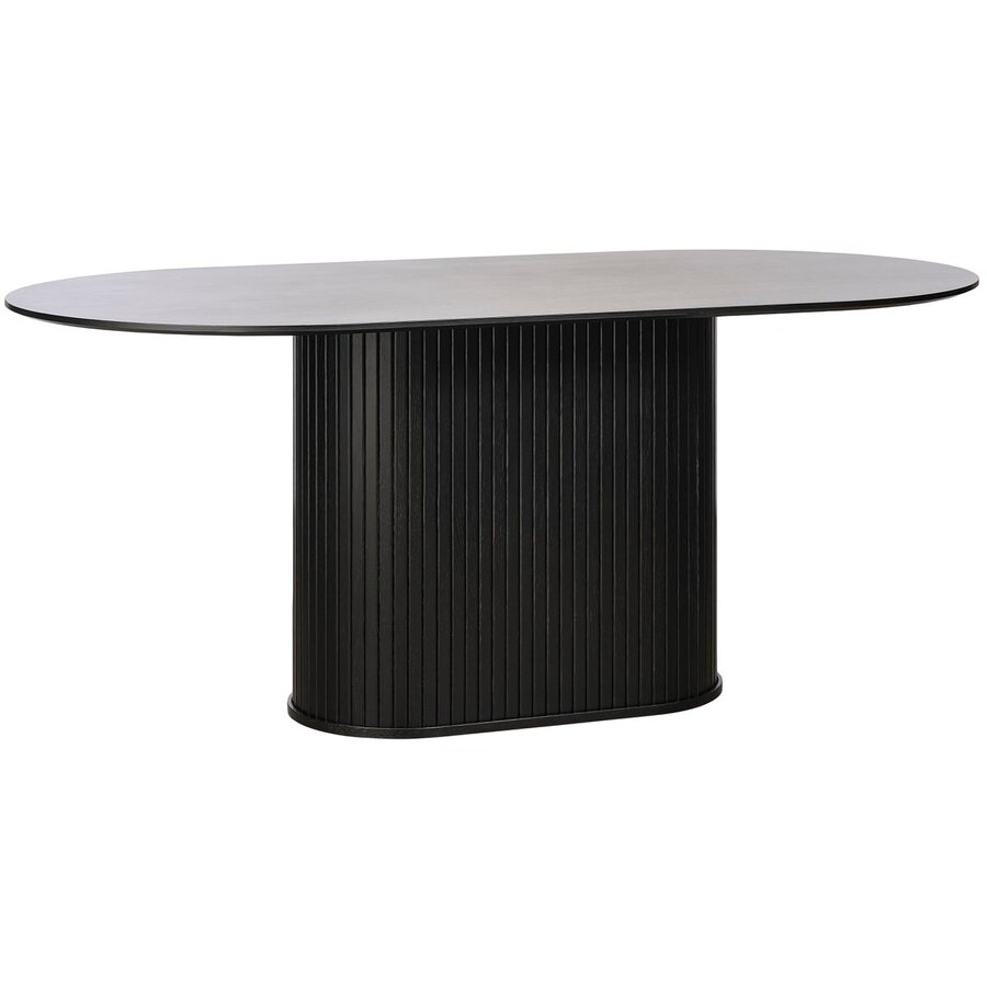 Nola 180 cm Ovale Eettafel Zwart Eiken Nola 180 cm Ovale Eettafel Zwart Eiken