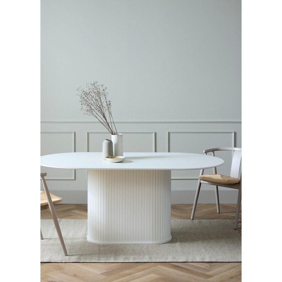 Nola 180 cm Ovale Eettafel Wit Eiken Nola 180 cm Ovale Eettafel Wit Eiken