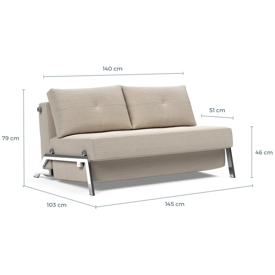 Cubed Chrome 140 cm Slaapbank Mocha Cubed Chrome 140 cm Slaapbank Mocha