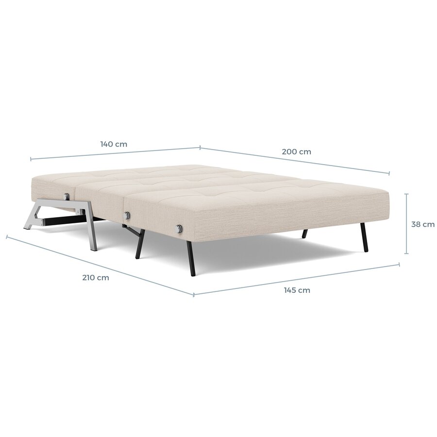 Cubed Chrome 140 cm Slaapbank Mocha Cubed Chrome 140 cm Slaapbank Mocha