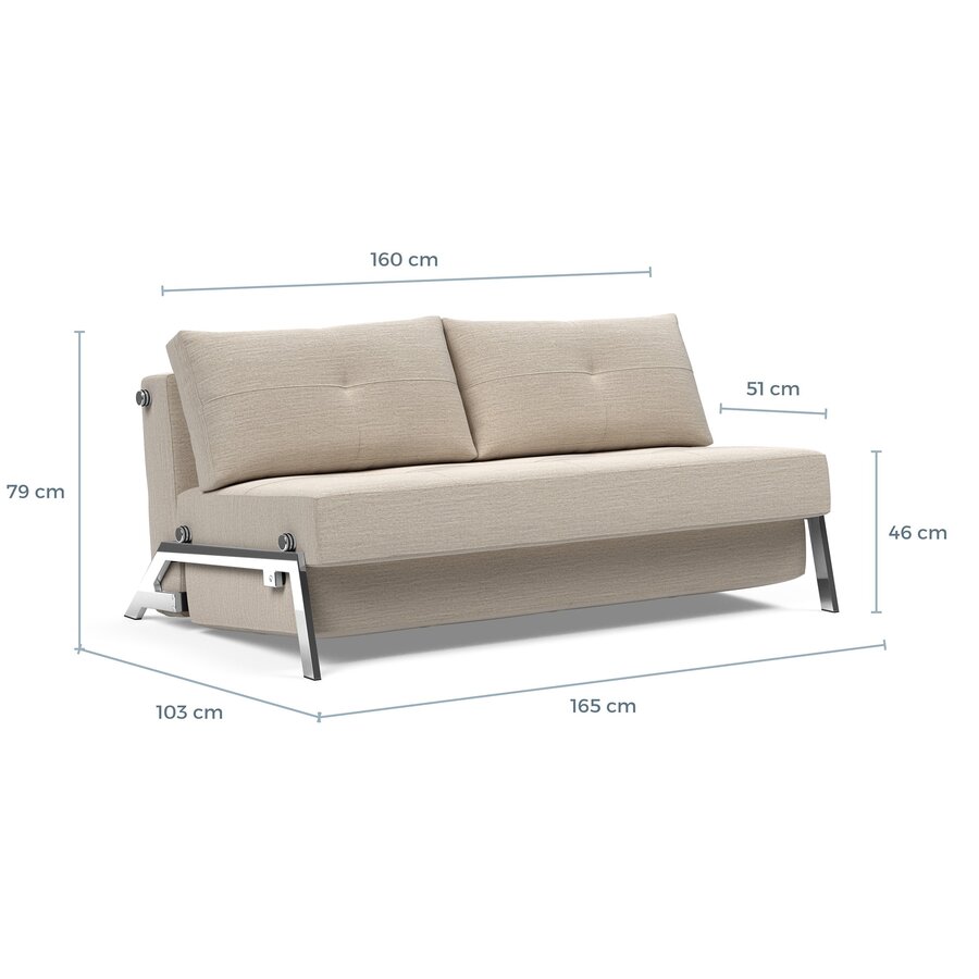 Cubed Chrome 160 cm Slaapbank Mocha Cubed Chrome 160 cm Slaapbank Mocha