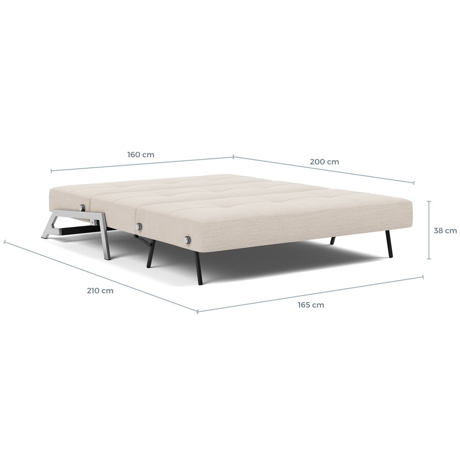 Cubed Chrome 160 cm Slaapbank Mocha Cubed Chrome 160 cm Slaapbank Mocha