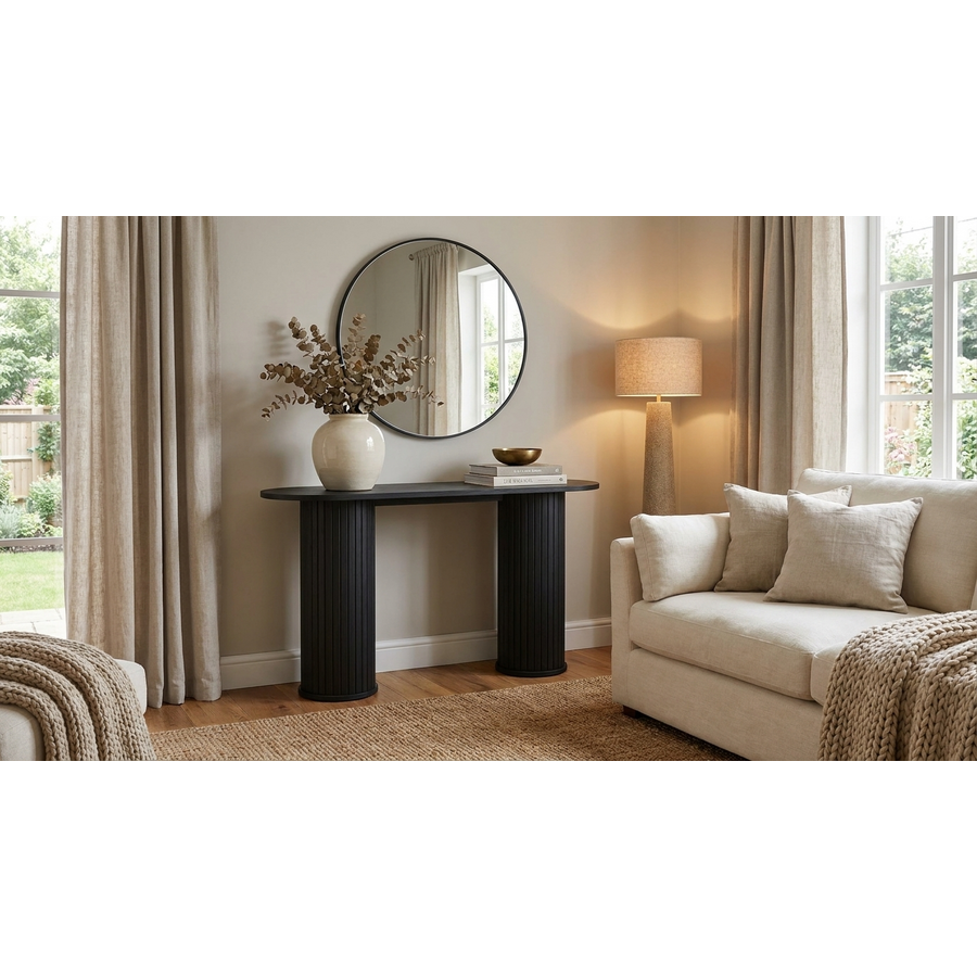 Nola Zwart Eiken Sidetable Ovaal 130 cm